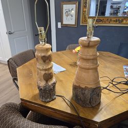 2 Hand Turned Lamps