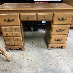 Solid Wood Desk And Chair.