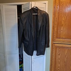 J. Ferrar Black Leather Jacket Rare Large 
