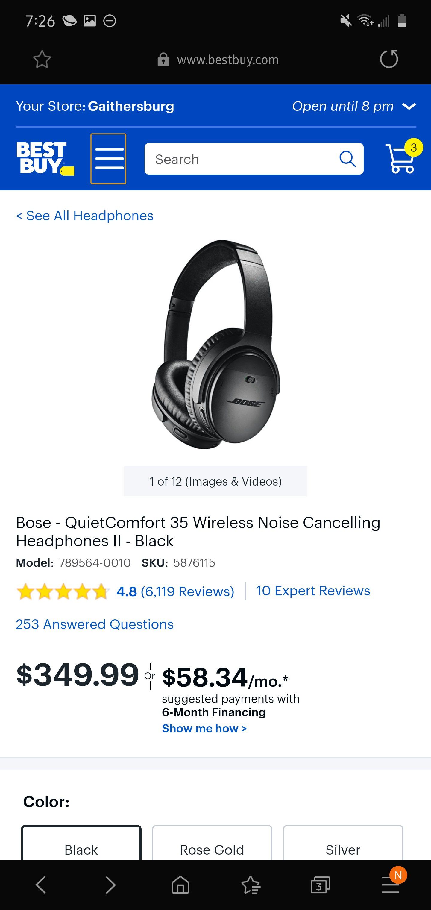 Bose - QuietComfort 35 Wireless Noise Cancelling Headphones II - Black new and sealed