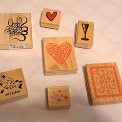 Rubber Stamps Bundle Wooden Handles
