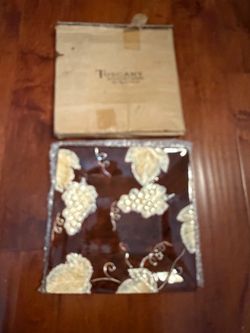 Tuscany Suites Casino Las Vegas 12” Square Ceramic Platter Thanksgiving Grapes