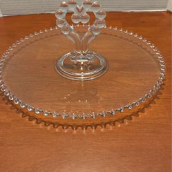 Vintage Imperial Candlewick Glassware With Heart Handle 12" Serving Platter A2