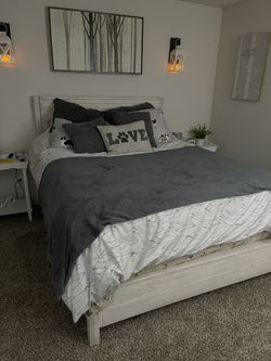 Like New Bed frame - Distressed Tan Wood.