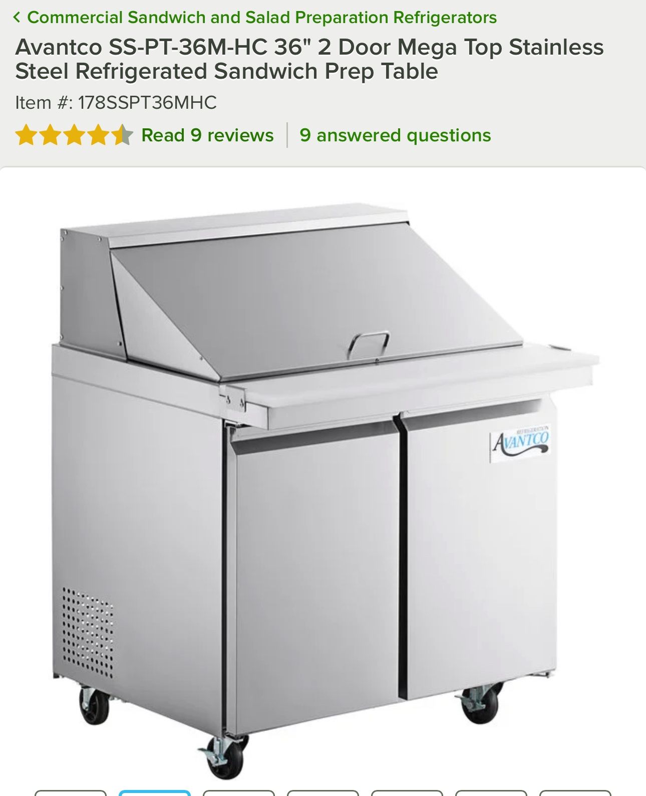 Refrigerator Sandwich Prep Station 36" 2 Door Mega Top Stainless Steel Refrigerated Sandwich