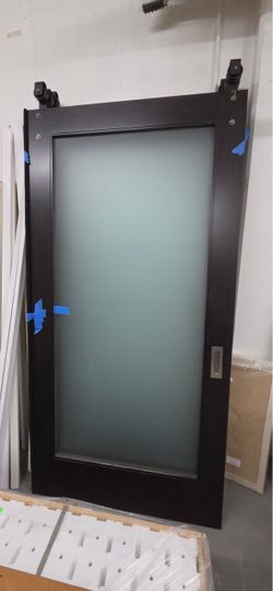 Frosted glass barn doors