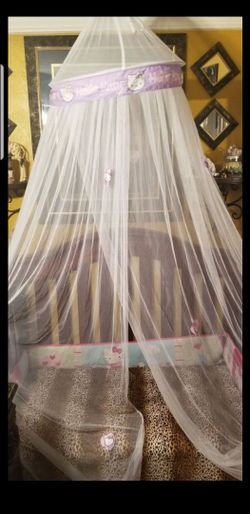 Hello Kitty canopy for a crib or bed