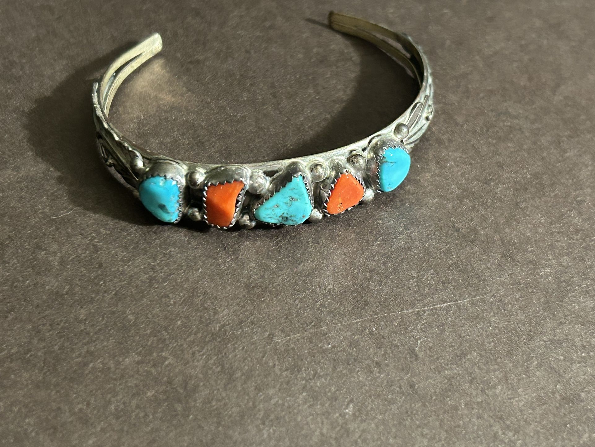 Vintage Sterling Silver & Turquoise Cuff Bracelet Marked R. S. Sterling Beauty!