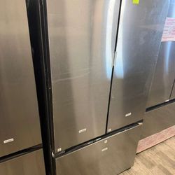 Samsung bespoke stainless steel French door fridge with beverage center counter depth