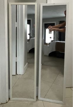 Full Length Wall Mirrors White Frame Set of 2