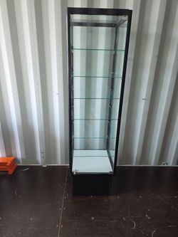 Black Aluminum Wall Showcase 20" LX72 HX20 D Frame Shelf Retail Store Display 7 Tier