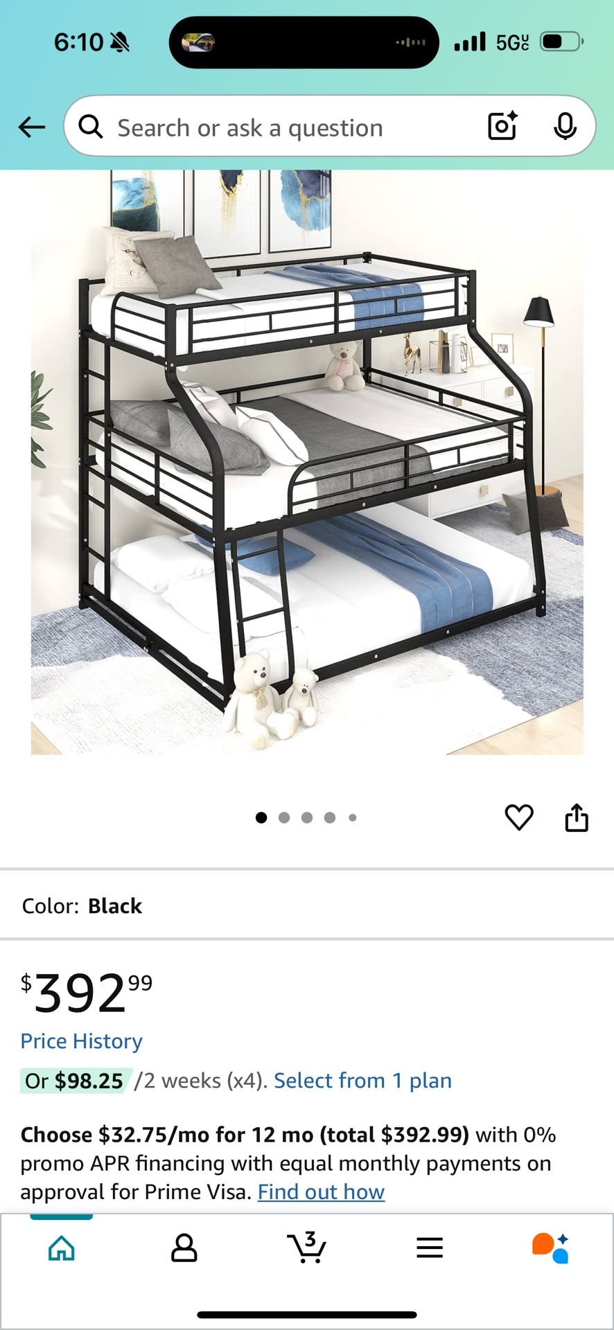 Triple Bunk Bed With Mattresses Included