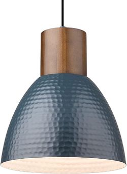 ELYONA Hammered Pendant Light for Kitchen Island, 10.2” Metal Solid Wood Bar Hanging Lamp, 132