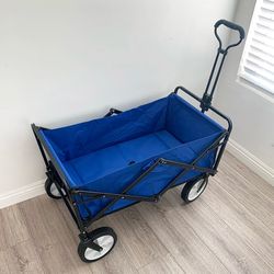 (New) $50 Collapsible Folding Wagon Outdoor Utility Cart 34x20x22”, Black/Blue color