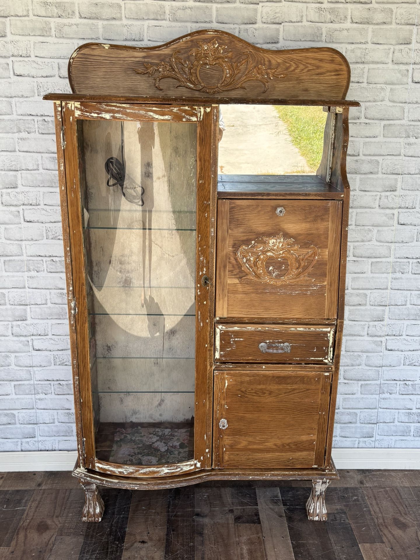 Shabby Chic Rustic Secretary China Cabinet