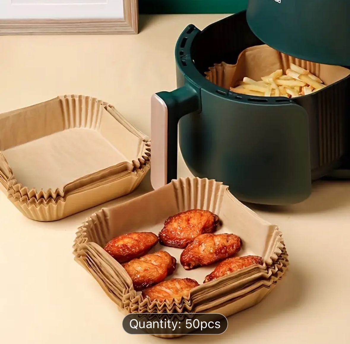 Value Pack 50pcs Sheets Of Restaurant Air Fryer Special Paper Plate Absorbent Paper Pad Round Grease Paper Food Baking Oven Grease Paper Pads