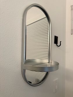Wall Mirror with Shelf Silver Metal Frame