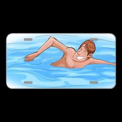 License Plate Novelty Car Front Swimming Sport Water Blue Swimming