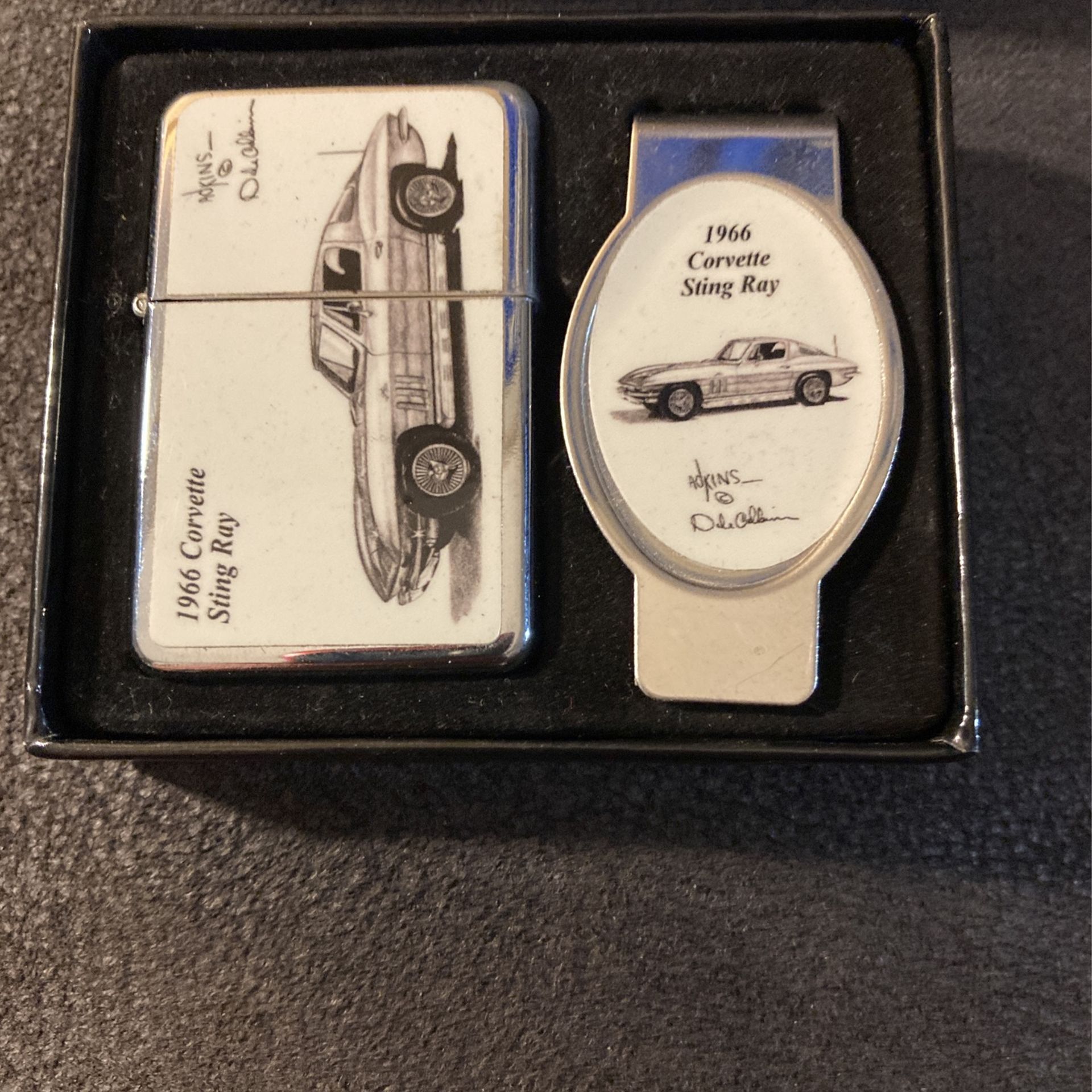 1966 Corvette Stingray Lighter And Money Clip Collectible 