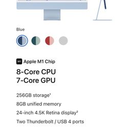 New Apple 24” iMac Ratina M1 8Gb 256Gb All In One  Desktop Latest Model Sealed Comes With 12 Months Apple Warranty 