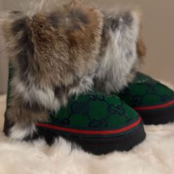 🍀🤎 Little Kids Custom Snow Boots Gucci Print