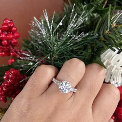 Vintage Engraved Cluster Flower Diamond Engagement Ring