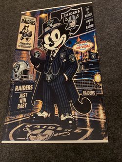 Felix the cat raiders themed on a metal sheet