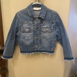 AG Adriano Goldschmied Kids Girls Blue Stretchy Zipper Sides Jean Jacket-Medium