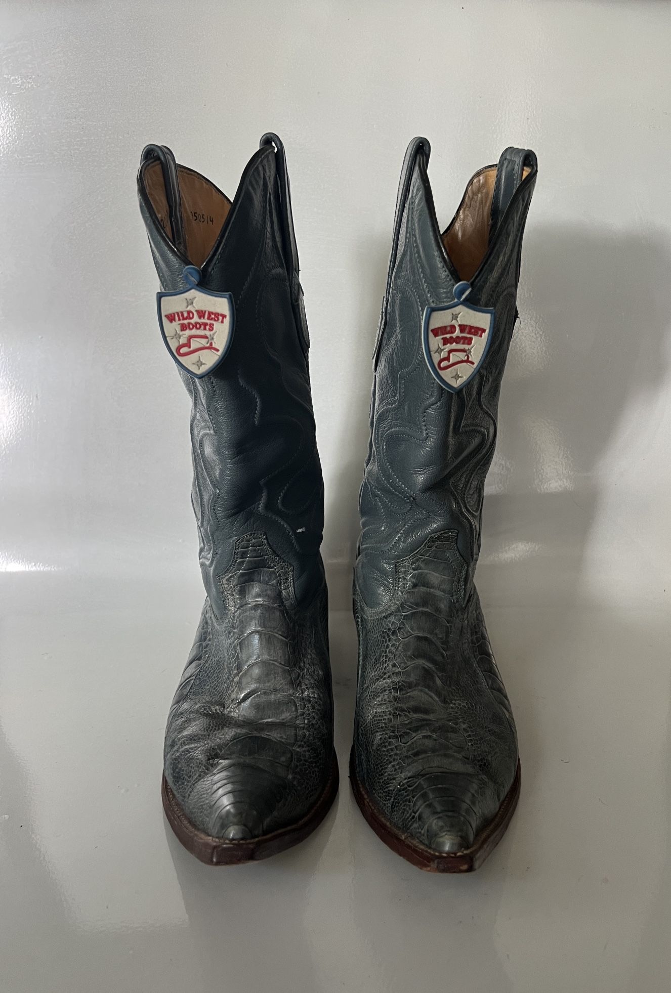 Wild West Cowboy Boots Blue Jean Genuine Ostrich Men’s Size 7.5 EE Mexico 26.5