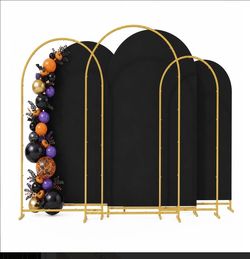 BBTEROIU Gold Metal Arch Backdrop Stand 3pcs Set ONLY 4FT 5FT 6FT