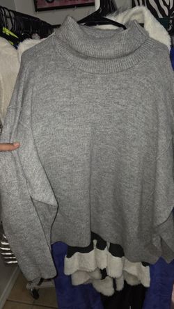 Overside Gray Turtleneck Sweater 
