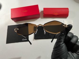 Cartier Brown Lenses Gold Frame 140mm