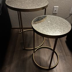 Matching Gold With Mirror Top End Tables
