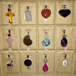 Pendants Real Stones With Real Silver. Different Types Available