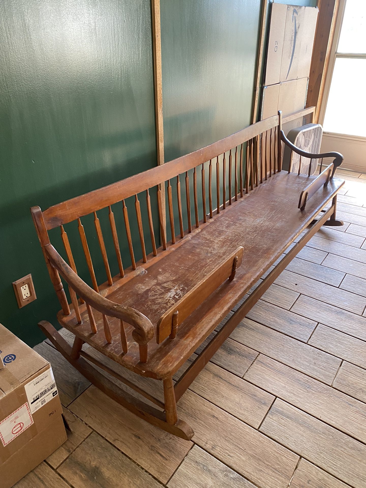 Antique Primitive Mammy Or Plantation Bench From 1800’s With Double Baby Cradle Ends
