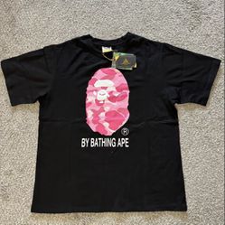 BAPE ABC Camo Big Bathing Ape Head T-shirt Graphic Black PINK XL