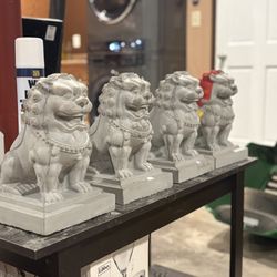 Concrete Foo Dog Dragon Statue – Oriental Garden Decor for Outdoors