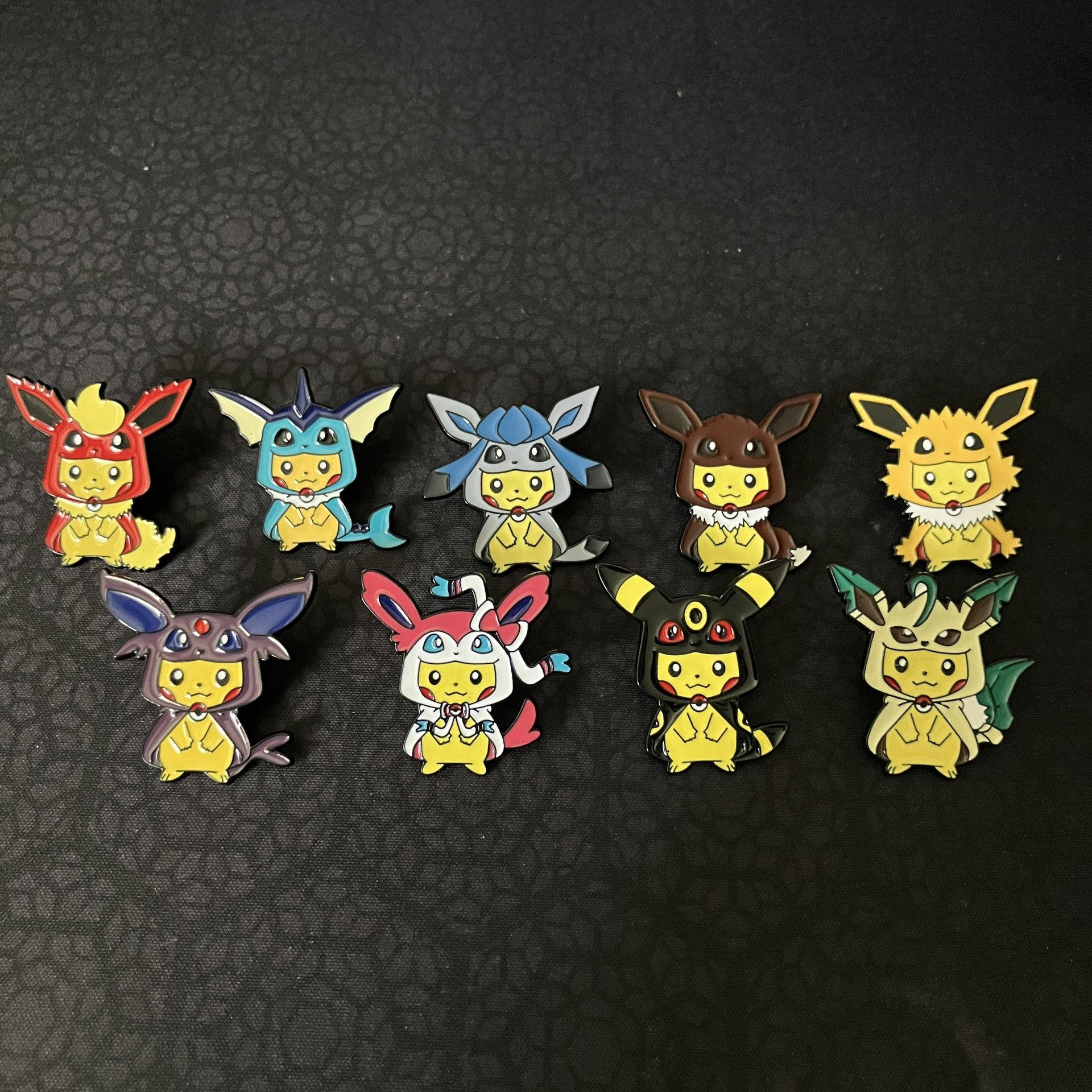 COMPLETE SET of Pikachu in all Eevolution Poncho Costumes Enamel Pin / Brooch