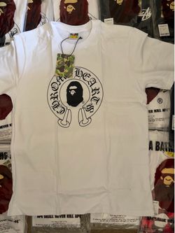 Bape X chrome hearts white T shirt size L/XL