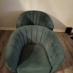 Set Of 2 Green Upholstered chairs 