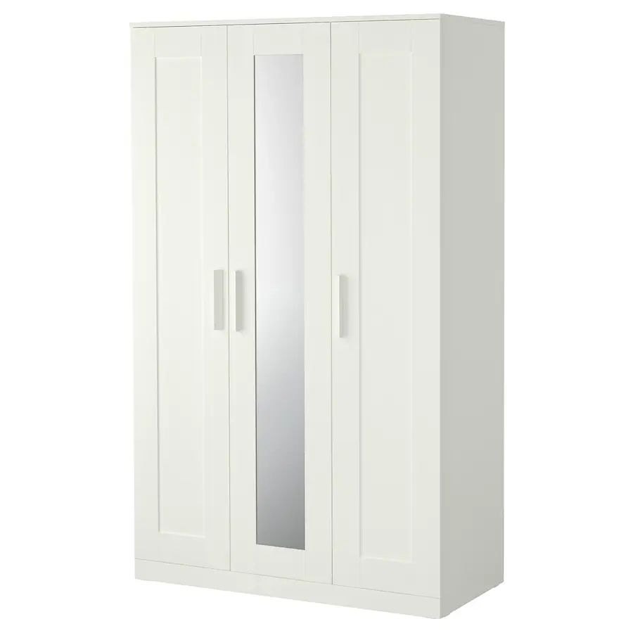 Wardrobe with 3 doors, white, 46x74 3/4 "