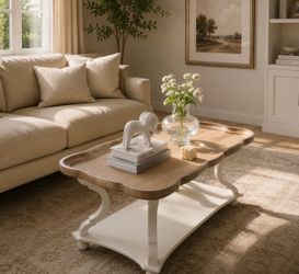 COFFEE TABLE WOOD BROWN WHITE