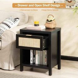 Nightstand, Farmhouse Night Stands with Drawer