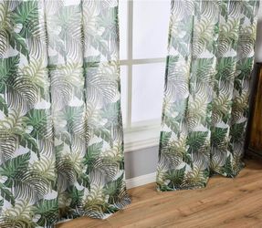 Monstera leaf window panel curtains