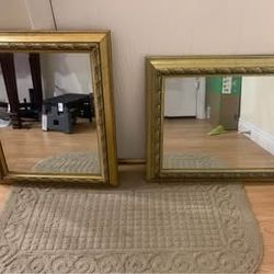 Matching Antiqued Gold Ornate Mirrors – 21” x 25” – $50 Each / $100 Pair OBO