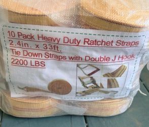 Yellow Heavy Duty Ratchet Straps (Qty 10