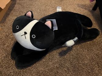 Large Black and White Cat Plush Stuffed Animal