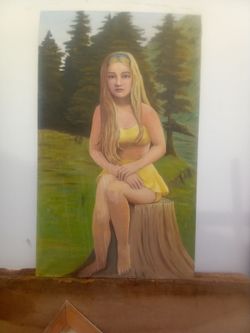 Beauty Blonde fetching water oil painting $20