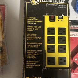 Yellow Jacket 8-Outlet Heavy Duty Metal Power Block with USB ports