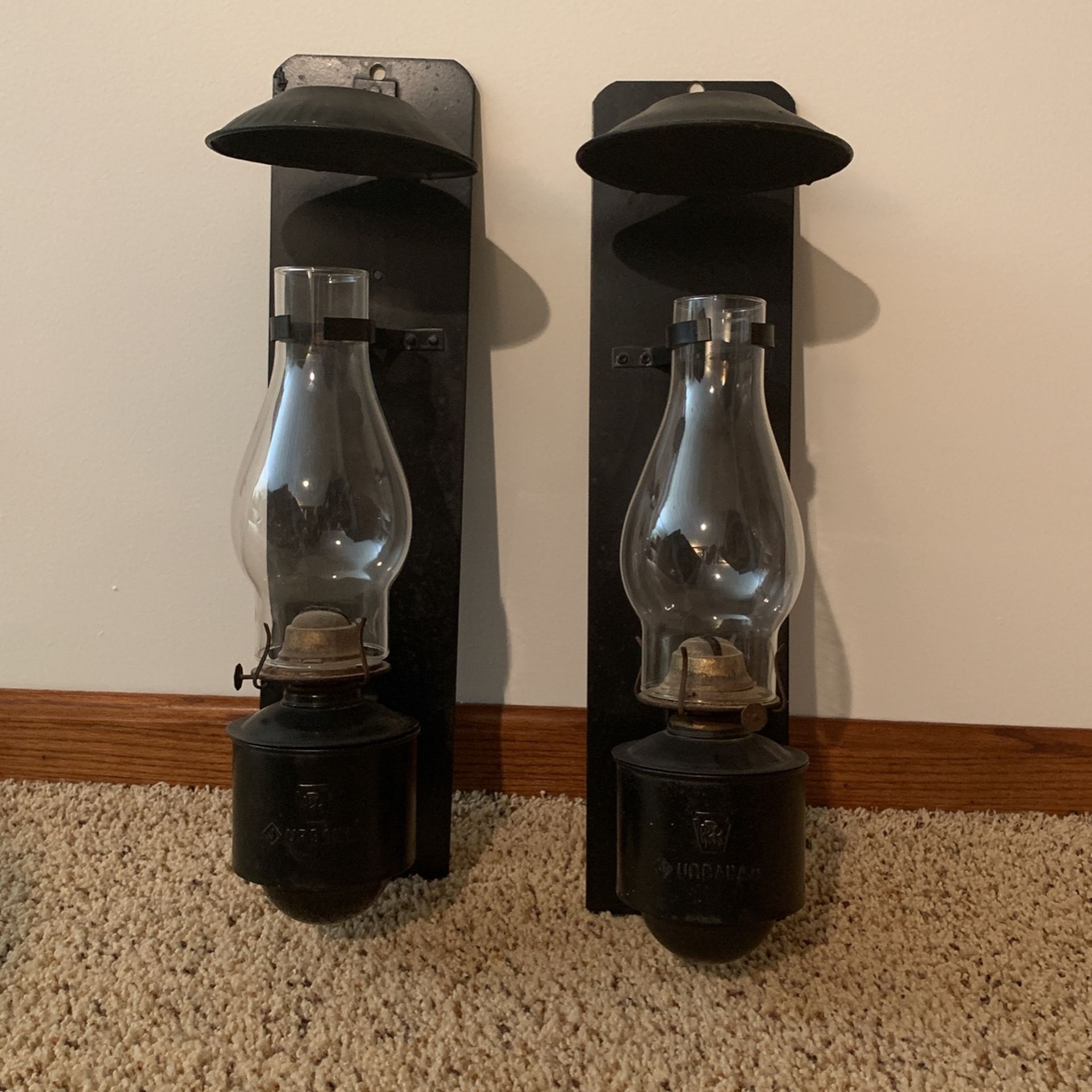 ANTIQUE PPR JOHNSON URBANA.oO PENNSYLVANIA RAILROAD CABOOSE OIL LAMPS LANTERNS Read